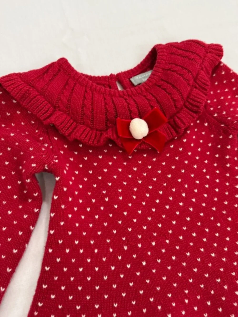 Tahari Baby Girls 24M Christmas Sweater Dress Fair Isle Red Holiday